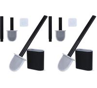 Romon Brosse Toilettes WC Silicone, Brosse WC avec Tête Flexible à Bossages en Caoutchouc & Base Ventilée, Montage Mural sans Perçage, pour Salle de Bain & Camping (Lot de 2)