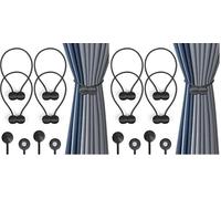 Romon D'embrasses de Rideaux, 4 Embrasse Rideau Magnétiques Attaches Rideau, Attaches de Rideau Support Attaches, Rideaux Embrasses à Rideaux Attaches de Rideaux pour Décoration de Maison Bureau, Noir