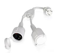 Romon Double Prise Électrique 2 en 1, Rallonge Multiprise Courte Ip44, 16A/250V avec Sécurité Enfants, Adaptateur Schuko pour Intérieur Et Extérieur, Blanc