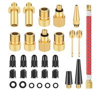 Romon Embout Pompe Velo 30 Pièces Kit de Adaptateur de Valve de Vélo DV AV SV Embout Pompe Velo avec Vague D'étanchéité pour Compresseurs Pompes