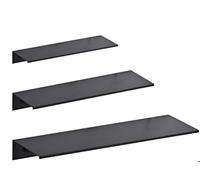 Romon Etagere Murale sans Percage, 3 Tailles Noires étagère Flottante en Métal Antirouille, Ensemble d'étagères Murales en Aluminium Mat, pour Salle de Bain, Cuisine, Salon, Corridor, 30/35/40CM