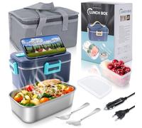 Romon Gamelle Chauffante, Boite Chauffante Repas, 75W Lunch Box Chauffante Lunch Box Chauffante Electrique 1.8L Acier Inoxydable 12V/24V/220V Gamelle Isotherme Repas Chaud pour Voiture Camion Bureau