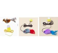 Romon Jouet Chat Interactif, Jeux Sonore Chaton Set de 3, Oiseau Volant et Souris, Jouets Chats Intérieur Suspendu à la Porteavec Corde Élastique Réglable et Crochets Adhésifs Transparents