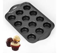 Romon Moule Muffin 12 Cannelés Amovible Acier Carbone, Noir 33×21×4cm