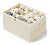 Romon Organisateur Chaussures, Boite A Chaussure Beige Avec 12 Compartiments, Couvercle Transparent et Poignée, Rangement Chaussures Gain De Place Pour Maison, 43x32x32cm
