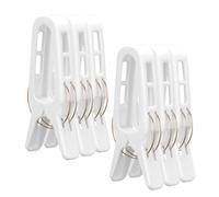 Romon Pince A Linge Grosse Blanche, 6 Pièces Pince Serviette Plage, Pince à Linge à Fort Grip, Pinces à Linge Solides pour Camping et Maison