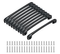 Romon Poignee De Meuble Cuisine,128mm Pitch Poignée Meuble,Poignée en aluminium,Poignet De Porte Cuisine, Pour Bureaux,Tiroirs,Armoires,Penderies,Avec Vis Assorties,Noir,10 Pièces