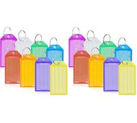 Romon Porte Clés, 40 Pièces Porte Clef Plastique avec Étiquettes en Papier Vierge Couvercles Transparents et Anneaux Fendus Identificateurs Robustes, Porte Cle Assorties ID Eiquettes, 5 couleurs