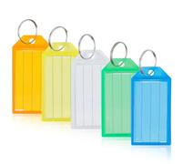 Romon Porte Clés, Porte Clef Plastique avec Étiquettes en Papier Vierge Couvercles Transparents et Anneaux Fendus Identificateurs Robustes, Porte Cle Assorties ID Eiquettes