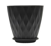 Romon Pot de Fleur Interieur, Set de 6 Pots en Plastique avec Soucoupe, Ouverture du Pot Diamètre 10cm, Jardinieres en PP, Adapté pour La Cuisine, Le Balcon, Les Plantes de Jardin et Bureau, Noir