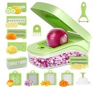 Romon Rabot à Légumes, Coupe-Légumes, 14 en 1 Coupe Legumes Multifonctions, Coupe-Légumes Manuel pour Cubes, Bâtonnets, Tranches, Lamelles & Quartiers