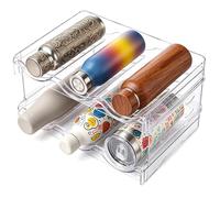 Romon Range Bouteille Vin Transparent Empilable 2 Couches, Capacité 6 Bouteilles 40 Oz, Organisateur pour Plan De Travail Cuisine Et Placard