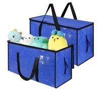 Romon Sac Rangement Vêtements Grands, Lot de 2 Sacs Déménagement 72 L Grand Format Transport Pliable Imperméable Organiseurs avec Poignées Solides pour Déménagement Camping Linge de Lit Chambre, Bleu