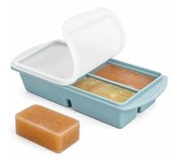 Romon Souper Cubes, Moule à Soupe en Silicone avec Couvercle, 1L Grand Bac à Glaçons pour Congélation Alimentaire, portions de 125/250ml le bouillon pour stocker et congeler la sauce, bouillon (Bleu)