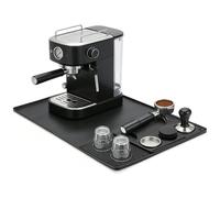 Romon Tapis à Café 2 en 1 pour Machine à Expresso & Porte-Filtre | Tapis en Silicone Antidérapant et Imperméable, Protection de Plan de Travail, Noir, 40x60 cm