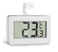 Romon Thermomètre Frigo, 1 Pièce Thermometre Numérique Mini Digital LCD Thermomètre avec Crochet, Thermometre Congelateur Température Capteur Testeur pour Réfrigérateur Cuisine Congélateurs, Blanc