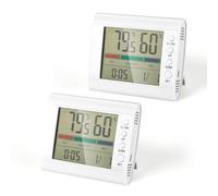 Romon Thermometre Interieur, 2 Pieces Thermomètre Hygrometre Options De Suspension/Support, Mini Testeur Humidité Numérique LCD Intérieur, Pour Réfrigérateur, Thermostat Intérieur, Blanc