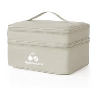 Romon Trousse de Secours Vide, Étanche Sac de Médecine Portable, Sac à médicaments de Voyage à Double Couche et de Grande capacité, Sac de Rangement de Médicaments Voyages, Gris