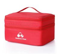 Romon Trousse de Secours Vide, Étanche Sac de Médecine Portable, Sac à médicaments de voyage à double couche et de grande capacité, Sac de Rangement de Médicaments Voyages, Rouge