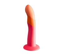 ROMP Dizi - Gode de 18cm en silicone - Compatible avec les vibrateurs bullet - Gode pour le point P et le point G - Godemiché à ventouse adapté au harnais - Jouet sexuel adulte - Rouge/Orange
