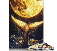 Rompecabezas creativo cuadrado de 1000 piezas Con diseño de cola de ballena Dorada y Luna Para adultos y rompecabezas de Papel, juguetes educativos de 38 x 26 cm (1000 piezas)