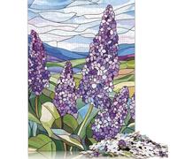 Rompecabezas creativo de 1000 piezas Con Flores Lilas en vitrales Para adultos y rompecabezas de Madera Para aliviar el estrés, Regalos únicos de Navidad (75 x 50 cm)