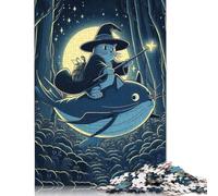 Rompecabezas creativo de 1000 piezas de Un Mago gato montando una ballena en el Bosque Para adultos y rompecabezas de Papel, Regalo único Para Navidad, 38 x 26 cm (1000 piezas)