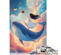 Rompecabezas cuadrado creativo de 1000 piezas de Niña Sobre ballena en el Cielo Para adultos y rompecabezas de Madera, juego educativo Para adultos, 1000 piezas (75 x 50 cm)