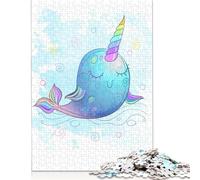 Rompecabezas cuadrado creativo de 500 piezas Con diseño de ballena y Unicornio Para adultos. Rompecabezas de Madera Para aliviar el estrés y Regalos navideños únicos. 500 piezas (52 x 38 cm).