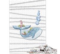 Rompecabezas cuadrado de 1000 piezas Con diseño de ballena Para niños y adultos, de Madera, Ideal Para el aprendizaje, juegos familiares, 1000 piezas (75 x 50 cm)