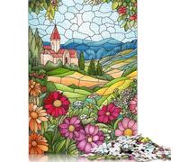 Rompecabezas cuadrado de 1000 piezas Con vidrieras de Campo Para adultos y rompecabezas de Papel, juguetes educativos de aprendizaje, juegos familiares, 38 x 26 cm (1000 piezas)