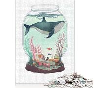 Rompecabezas cuadrado de 1000 piezas de ballena en acuario Para adultos y rompecabezas de Papel, juego educativo, juguete de desafío, 38 x 26 cm/1000 piezas