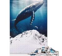 Rompecabezas cuadrado Gigante de ballena Azul de montaña de 1000 piezas Para adultos, rompecabezas de Papel, juegos de desafío únicos, 38 x 26 cm/1000 piezas