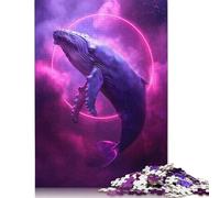 Rompecabezas de 1000 piezas: ballena de neón en el espacio. Rompecabezas de Papel. Juego educativo. Juguete de desafío como Regalo de Navidad. 38 x 26 cm/1000 piezas.