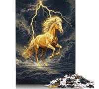 Rompecabezas de 1000 piezas, Caballo Dorado en tormenta, rompecabezas de Papel, juego educativo, juguete de desafío como Regalo de Navidad, 38 x 26 cm/1000 piezas