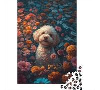 Rompecabezas de 1000 piezas Caniches Entre Flores Para adultos y Adolescentes (38 x 26 cm)