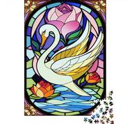 Rompecabezas de 1000 piezas Con diseño de cisne y vitrales Para adultos, Regalo de Halloween, rompecabezas de Madera Para adultos y Adolescentes, rompecabezas educativo de 1000 piezas (75 x 50 cm)