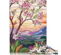 Rompecabezas de 1000 piezas Con diseño de vidrieras y atardecer, rompecabezas cuadrados creativos Para adultos y rompecabezas de Papel, juego desafiante de 38 x 26 cm/1000 piezas