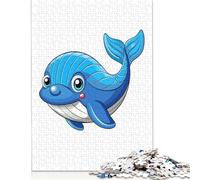 Rompecabezas de 1000 piezas Con ilustración de ballena Azul de dibujos animados, rompecabezas cuadrados creativos Para adultos y rompecabezas de Papel, juego desafiante de 38 x 26 cm/1000 piezas