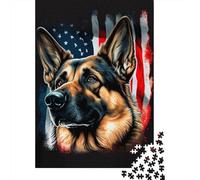 Rompecabezas de 1000 piezas Con la Bandera de EE. UU. de Pastor alemán Para adultos. Rompecabezas de Papel Para Halloween. Para diversión Familiar y Noches de juegos. 1000 piezas (38 x 26 cm).
