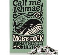 Rompecabezas de 1000 piezas Con la portada Del Libro de Moby Dick. Rompecabezas creativos cuadrados Para adultos y rompecabezas de Madera. Juego desafiante. 1000 piezas (75 x 50 cm).