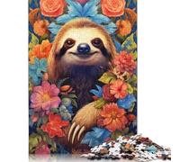 Rompecabezas de 1000 piezas Con retrato de perezoso y Flor Para adultos, Ideal como Regalo de Halloween, decoración única Para el hogar y Regalos, 1000 piezas (75 x 50 cm)