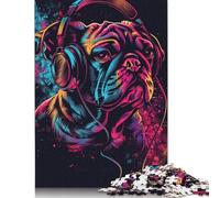 Rompecabezas de 1000 piezas de Bulldog DJ Con auriculares Para adultos y Adolescentes. Regalos de Nochebuena. 1000 piezas (75 x 50 cm).