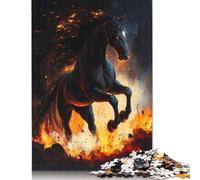 Rompecabezas de 1000 piezas de Caballo Negro Ardiente Para adultos, Regalo de Halloween, decoración única Para el hogar y Regalos, 1000 piezas (75 x 50 cm)