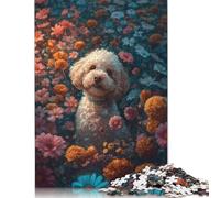 Rompecabezas de 1000 piezas de Caniches Entre Flores Para adultos y Adolescentes. Rompecabezas de Madera sostenible Para adultos | Juegos de 1000 piezas (75 x 50 cm)