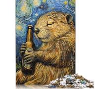 Rompecabezas de 1000 piezas de Cerveza de Castor en una Noche estrellada Para adultos, rompecabezas de Papel Para adultos, juego educativo, juguete de desafío, 1000 piezas (75 x 50 cm)