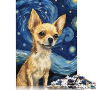 Rompecabezas de 1000 piezas de Chihuahua Con Noche estrellada Para adultos, Ideal Para Halloween, Ideal Para divertirse en Familia y jugar en la Noche. 1000 piezas (75 x 50 cm)
