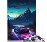 Rompecabezas de 1000 piezas de coche Deportivo Bajo el Cielo nocturno Para adultos. Rompecabezas Para adultos. Regalo de Halloween. Edades 14+. 1000 piezas (75 x 50 cm).