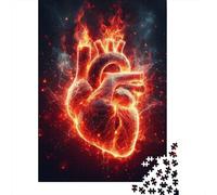 Rompecabezas de 1000 piezas de corazón en Llamas Para adultos, Regalo de Halloween, rompecabezas de Madera Para adultos y Adolescentes, rompecabezas educativo de 1000 piezas (75 x 50 cm)