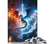 Rompecabezas de 1000 piezas de Dragón de Fuego y Hielo Para adultos, Ideal Para Halloween, decoración única Para el hogar y Regalos, 1000 piezas (75 x 50 cm)